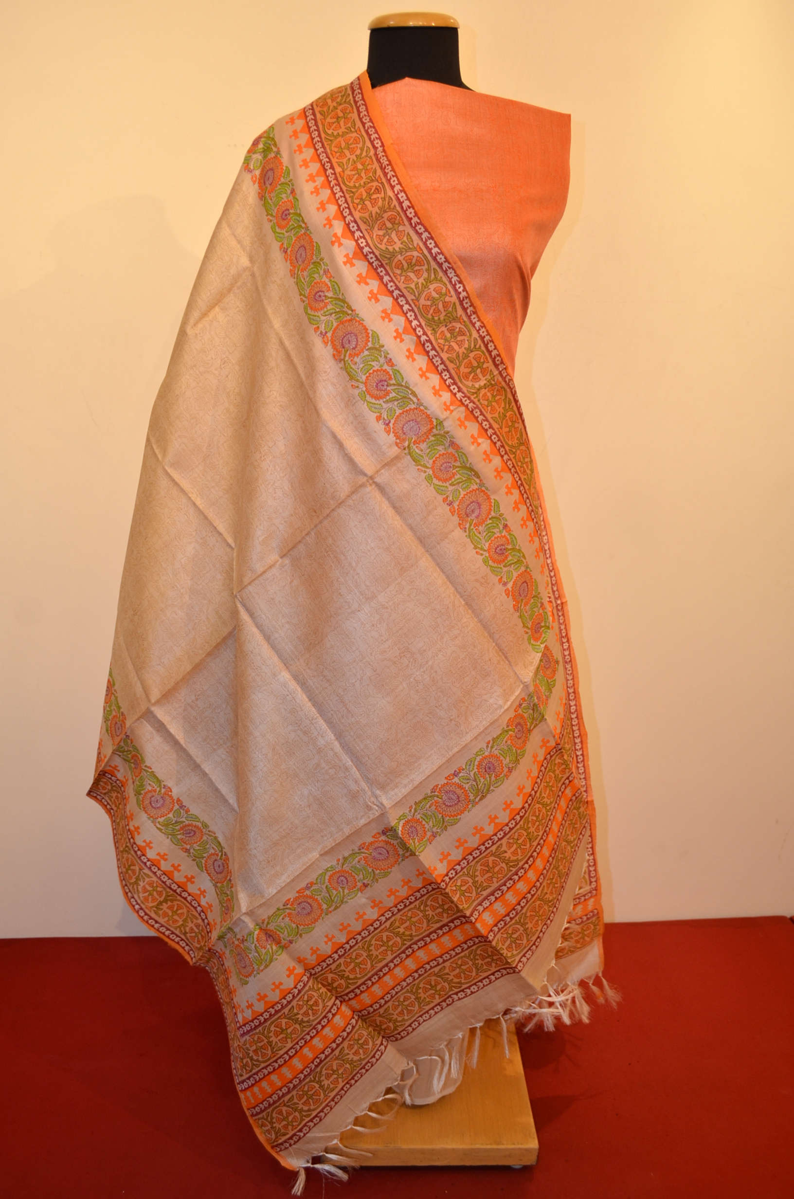 AC203741-Exclusive Ikat Dupatta Printed Pure Tussar Silk Suit